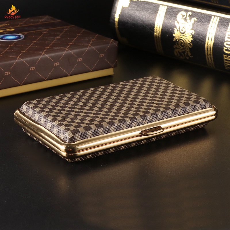 Hộp đựng thuốc lá 20 điếu dài nhôm bọc da sang trọng