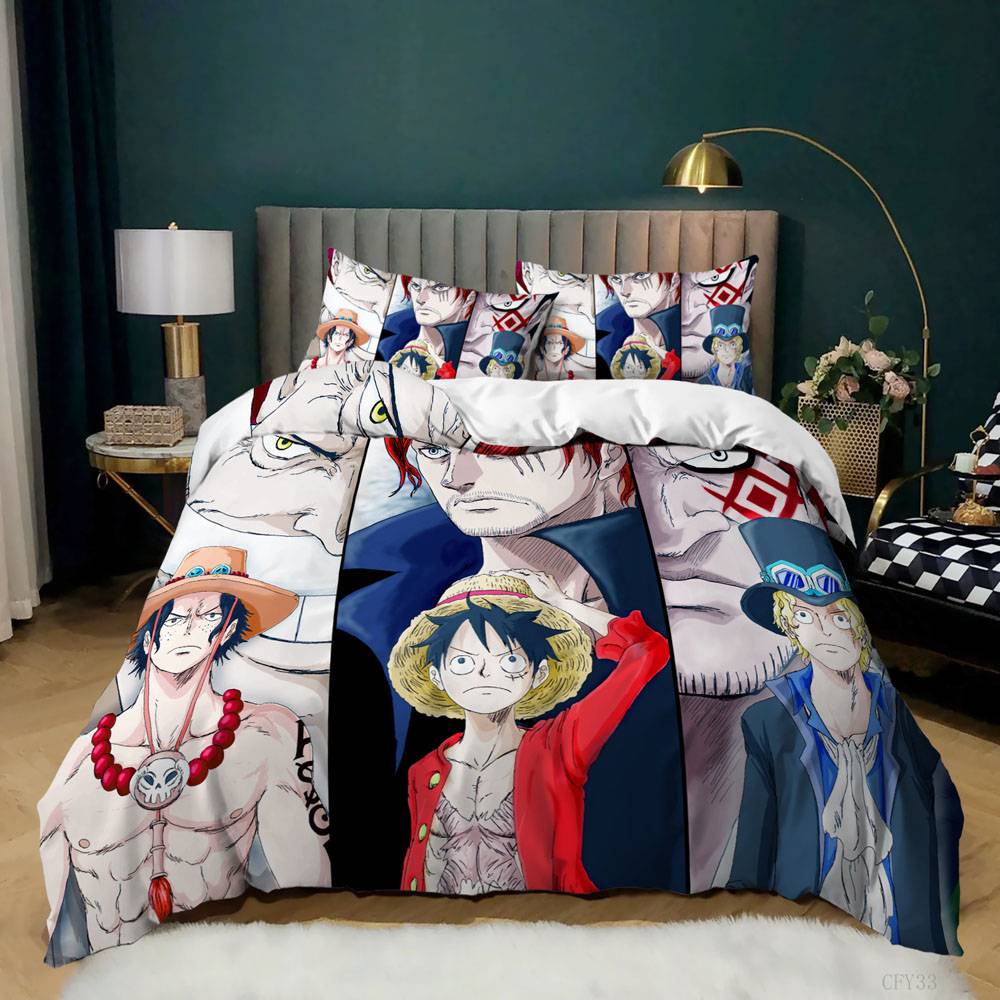 Bộ Chăn Ga Và Vỏ Gối Họa Tiết Hoạt Hình One Piece