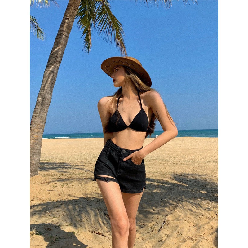 Cocory vn Quần short denim Lưng Cao Dáng Chữ A Thiết Kế Mới Mùa Hè Cho Nữ