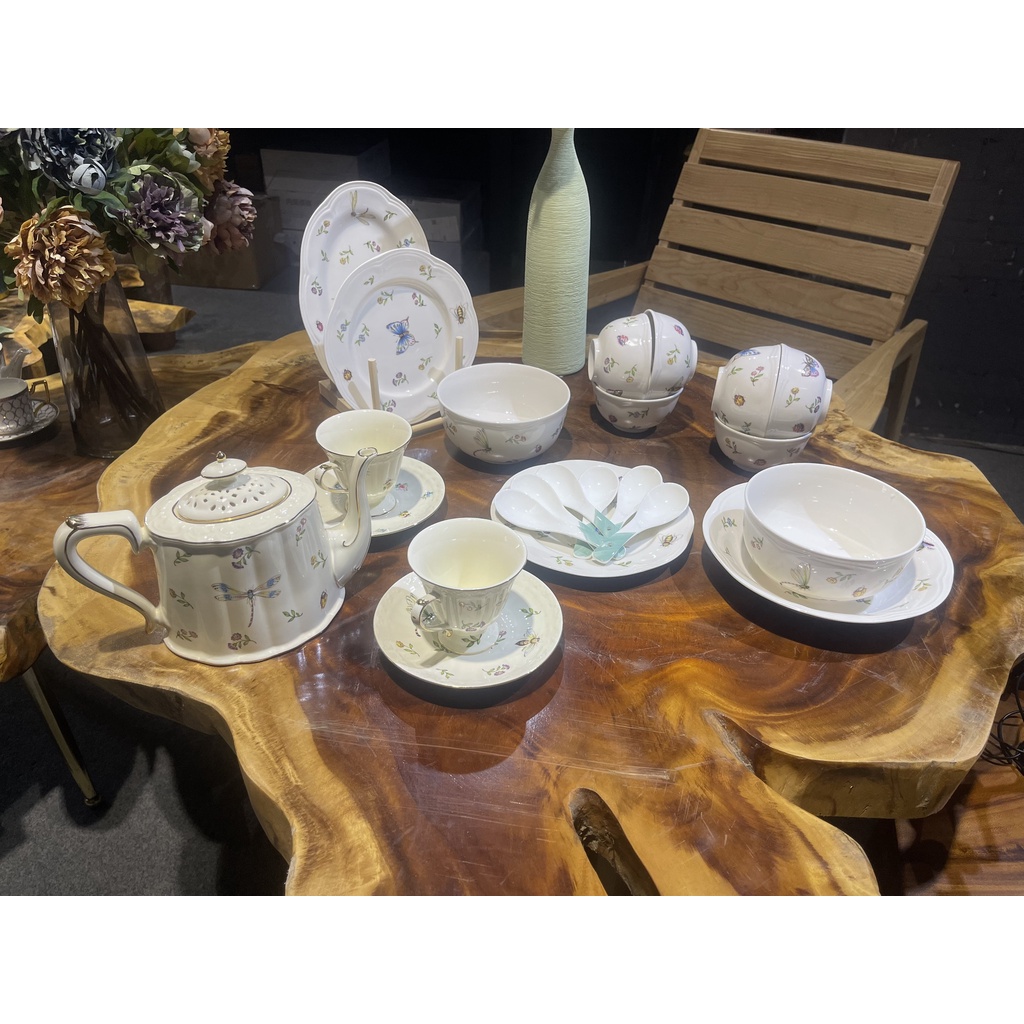 Bộ bát đĩa lẻ gốm sứ cao cấp Vintage - AZ home kitchen