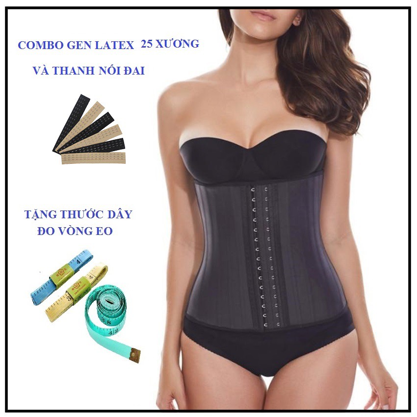 [ BÁN SỈ] Combo Đai Latex 25 xương, 25cm + Thanh Nối Tăng Size (Nhập Khẩu Italy- Cam kết chất lượng)