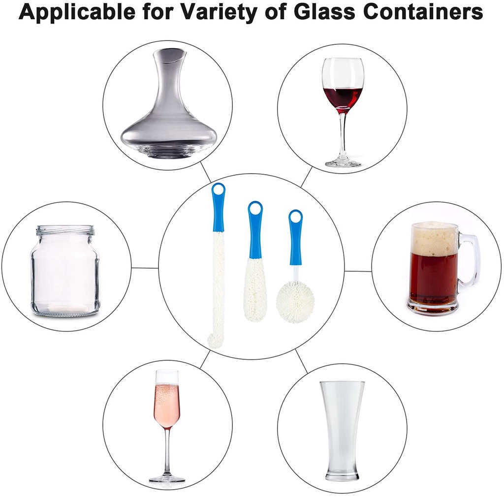 YIYU Set 3 cọ rửa bình nước mềm linh hoạt đa năng tiện dụng