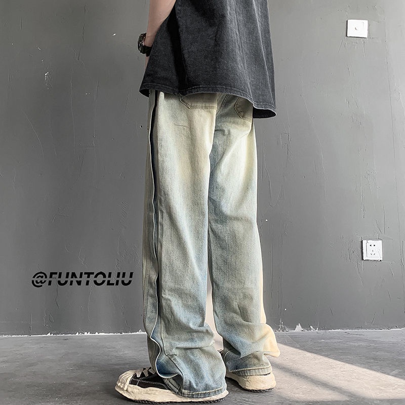 Quần Jeans Dài Ống Rộng Phong Cách retro Hàn Quốc Cho Nam