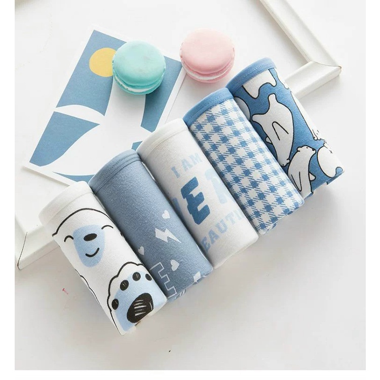 Set 5 quần lót nữ cotton mềm mịn kháng khuẩn, quần chip nữ họa tiết dễ thương cute