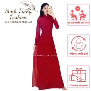 Áo dài lụa trơn tà chữ a kèm quần lụa cùng chất