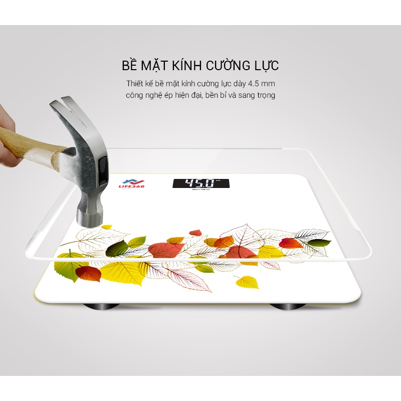 Cân sức khỏe điện tử tải trọng lên đến 180kg Arirang Life màu trắng dùng để theo dõi cân nặng và chăm sóc sức khỏe