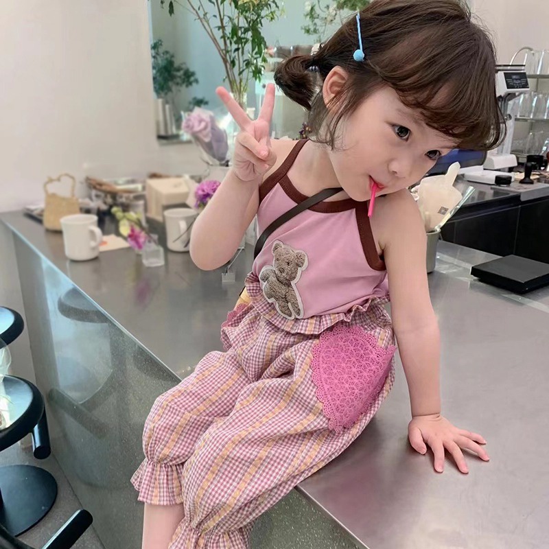 Bộ Áo Cổ Tròn In Hoạt Hình + Quần Thời Trang Mùa Hè Cho Bé Gái Se7en