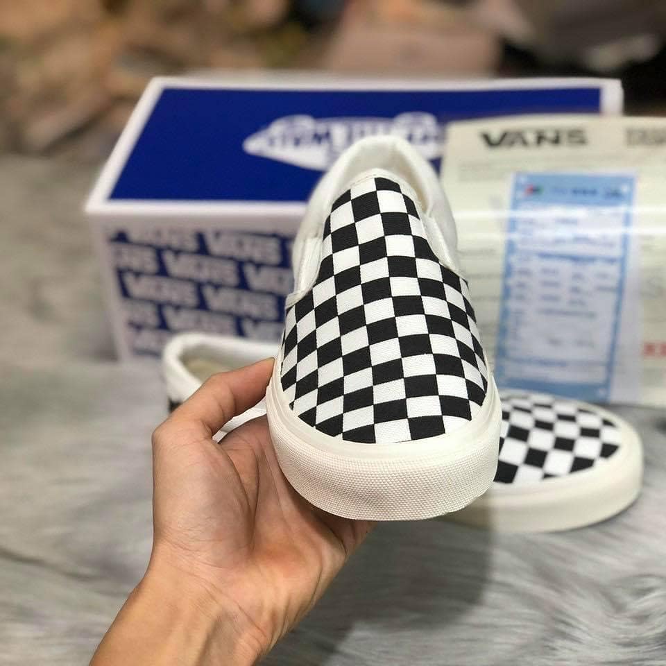 Giày Vans Caro Slip On Giầy Lười Nam Nữ Giá Rẻ Vans Đen Trắng Vải Cao Cấp Full Bill Box | BigBuy360 - bigbuy360.vn