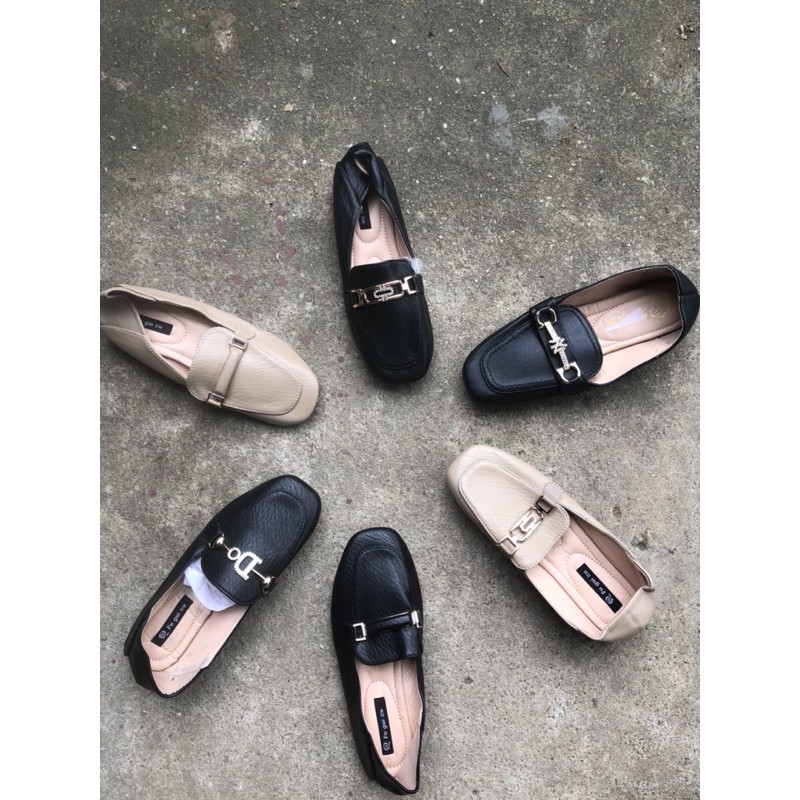 Giày da đen mũi tròn , giày lười nữ chất mềm đẹp | BigBuy360 - bigbuy360.vn