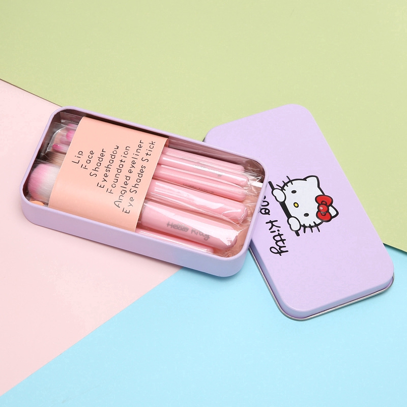 Bộ 7 cọ trang điểm chất liệu nylon màu hồng dễ thương