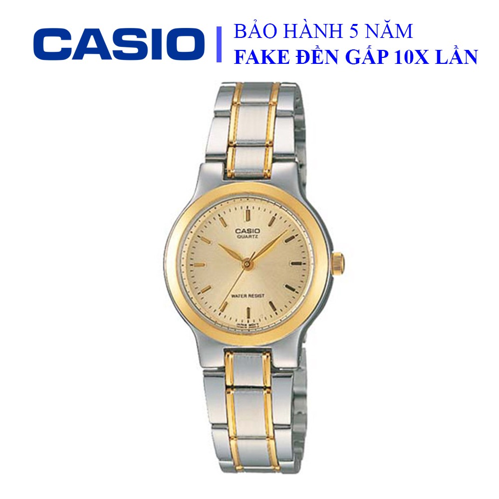 Đồng hồ Casio nữ dây sắt thể thao, khung bạc ánh kim sang trọng, quý phái, chống nước WR30M đi bơi (LTP-1131G-9ARDF)
