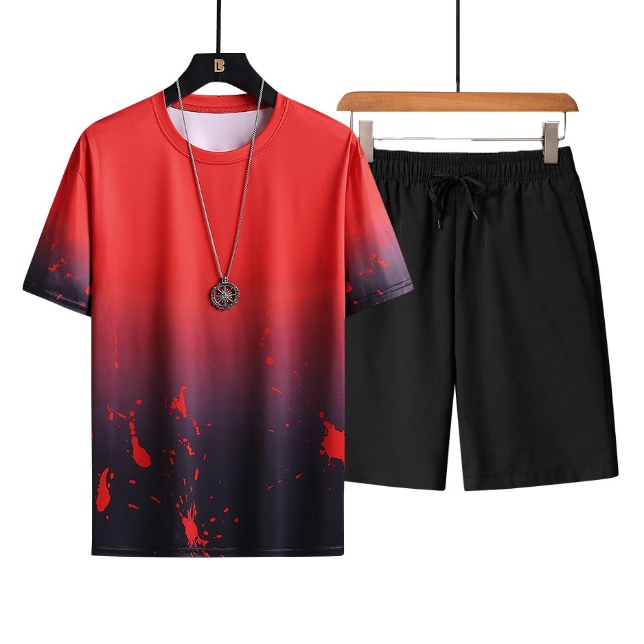 Bộ Đồ Nam Áo Thun Ngắn Tay Vẩy Màu Phối Quần Đùi Thời Trang Zenkonam MEN TOP 220 + SHORTS 050
