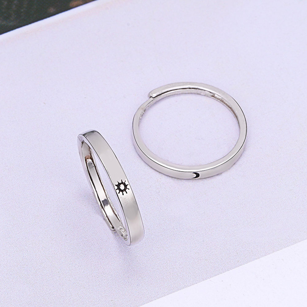 Sliver Adjustable Moon And Sun Couple Ring Valentine's Day Present