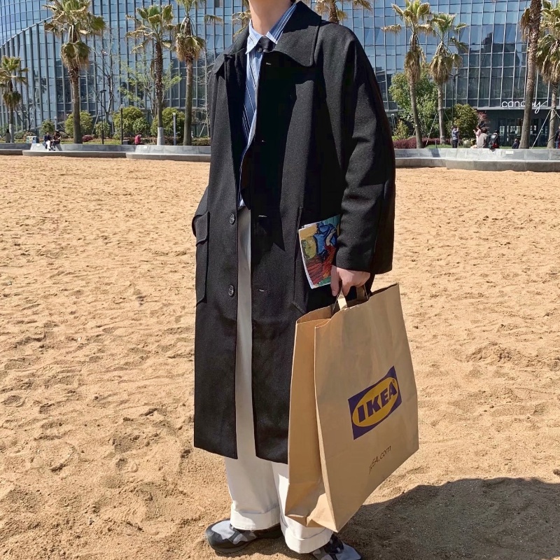 Áo khoác vest dáng dài màu trơn thoải mái phong cách mùa thu thanh lịch dành cho nam