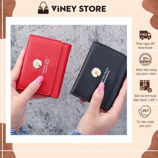 Ví nữ mini cầm tay nhỏ gọn hình hoa cúc màu Xanh/ Đen/ Trắng