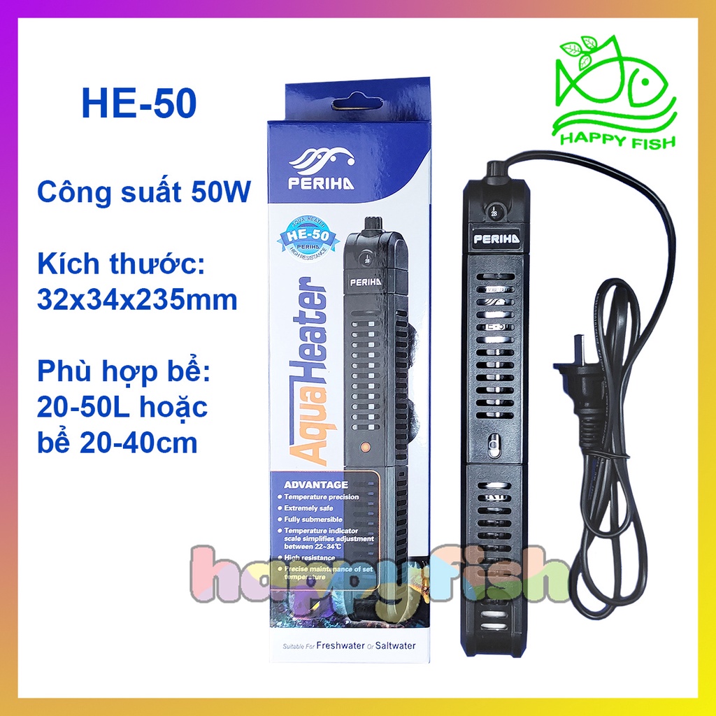Sưởi bể cá Periha HE 50/100/200/300/500W, Sưởi bể cá cao cấp