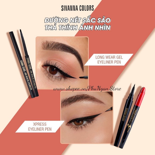 Kẻ mắt Sivanna Colors Xpress Rose Cat/Long Wear Gel/Luxury Deep Eyeliner Thái Lan (3 loại được yêu thích nhất)