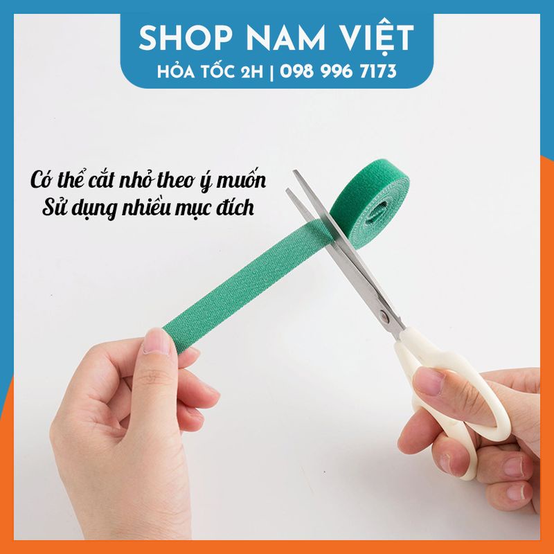 [Cuộn 1.5m] Băng Gai Velcro Băng Dính Buộc Dây Sạc, Tai Nghe, Dây Điện - 1.5m * 1.5cm