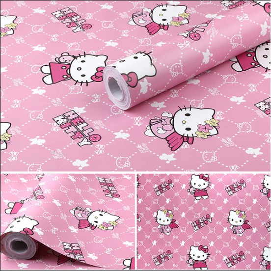 Cuộn 10m giấy dán tường kitty thiên thần khổ rộng 45cm