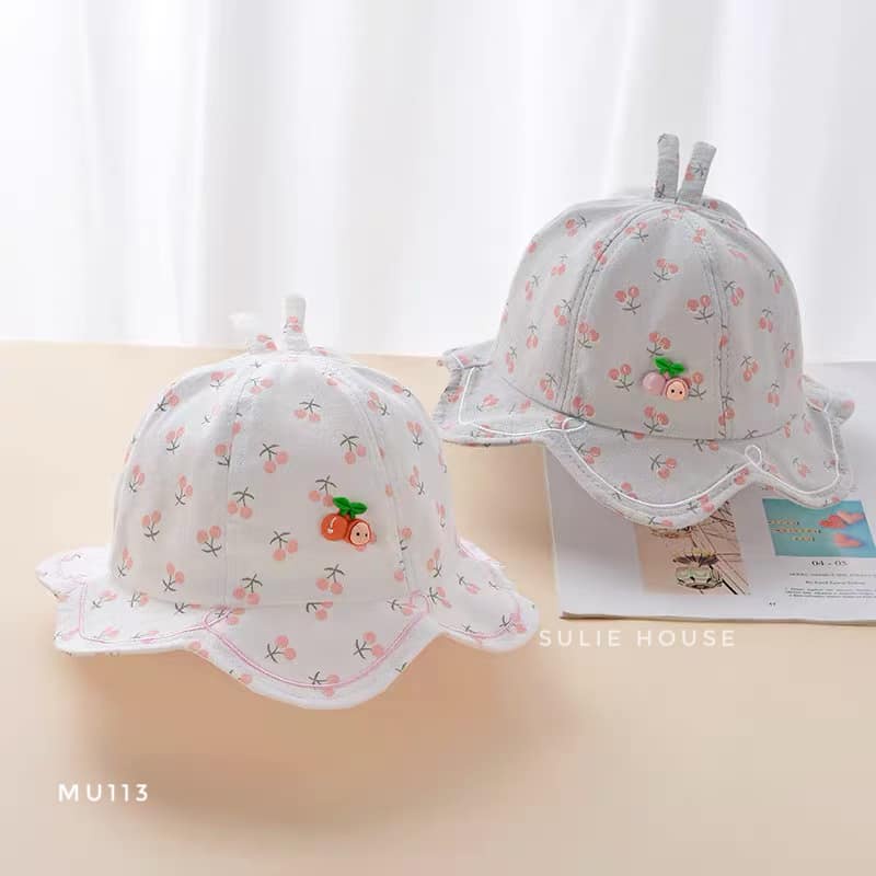 Mũ rộng vành cherry có dây - MU113