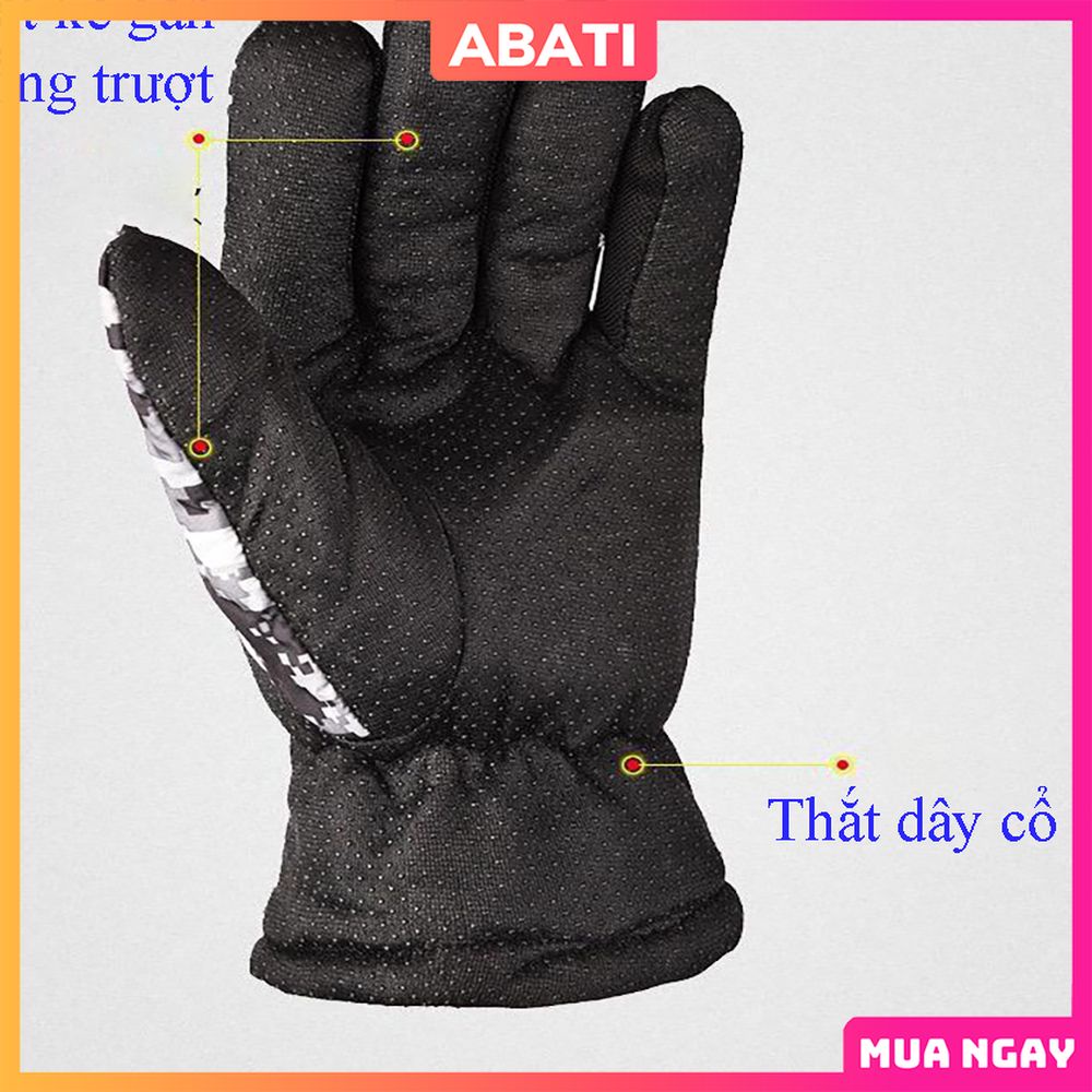 Găng tay xe máy nam nữ unisex lót nỉ chống nước chống gió ấm áp cao cấp ABATI Găng tay xe máy phượt mùa đông GT05