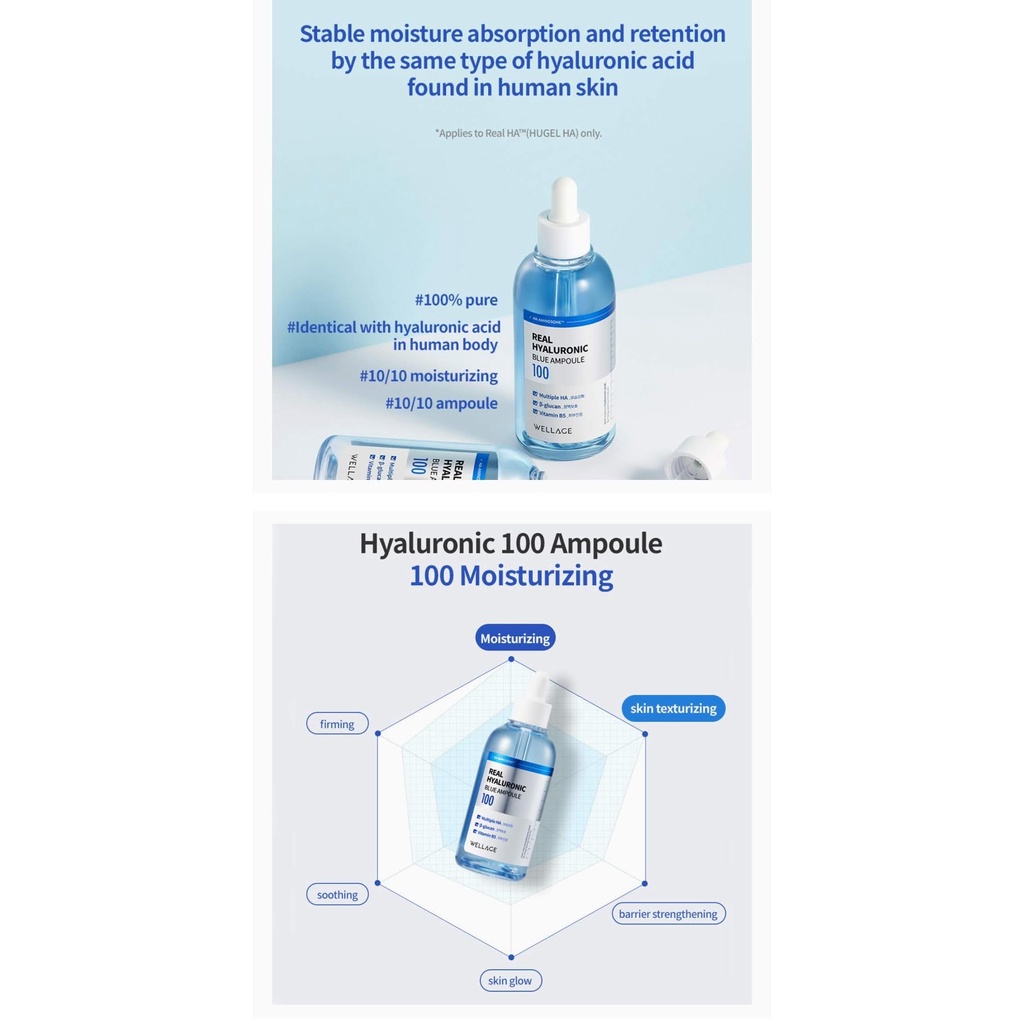 Tinh chất dưỡng da Wellage Real Hyaluronic Blue Ampoule 100ml