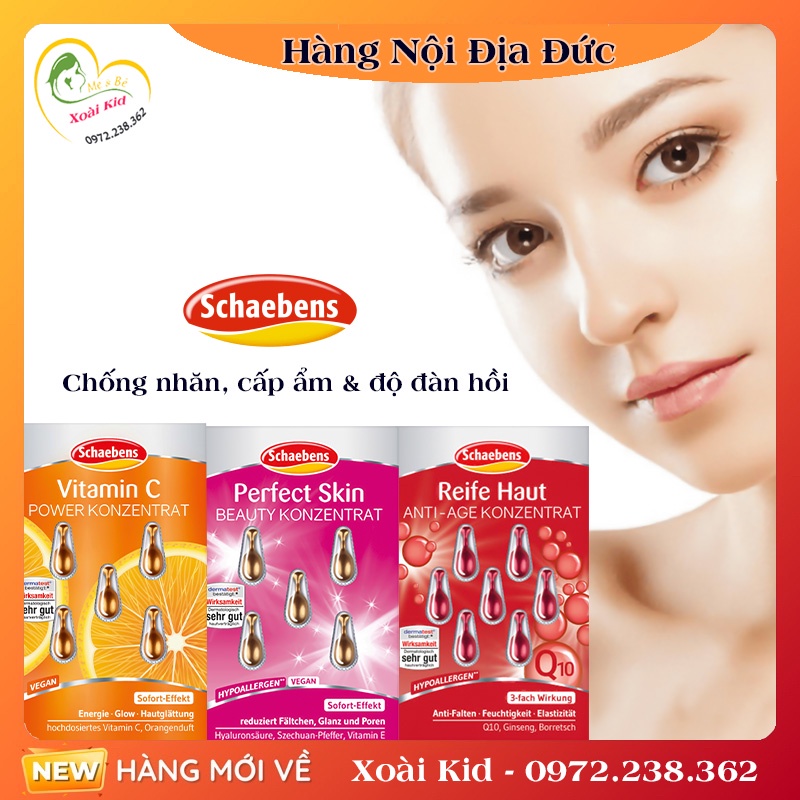 [auth] Viên nang dưỡng trắng da, chống nhăn Schaebens – Nội địa Đức Đủ Bill [Hot]
