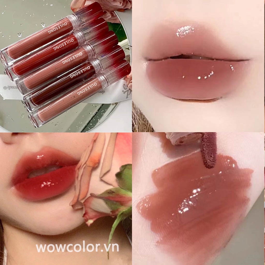 [Hàng mới về] Son bóng Oulesong tùy chọn màu sắc mềm mịn nuôi dưỡng môi chống thấm nước