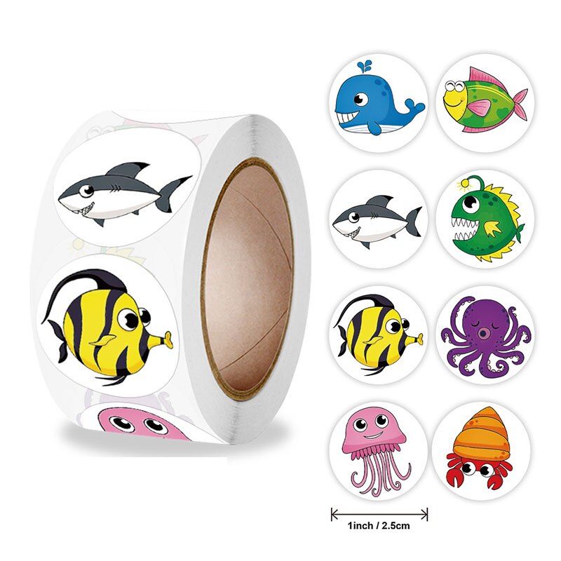 Cuộn 500 miếng dán 25mm / 1inch trang trí văn phòng phẩm dễ thương