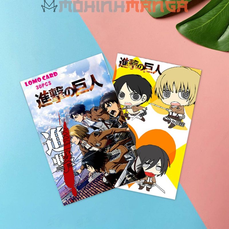 Lomo card hộp 30 thẻ truyện Attack on titan đại chiến poster card Eren Levi Mikasa Armin Reiner Hange Sasha