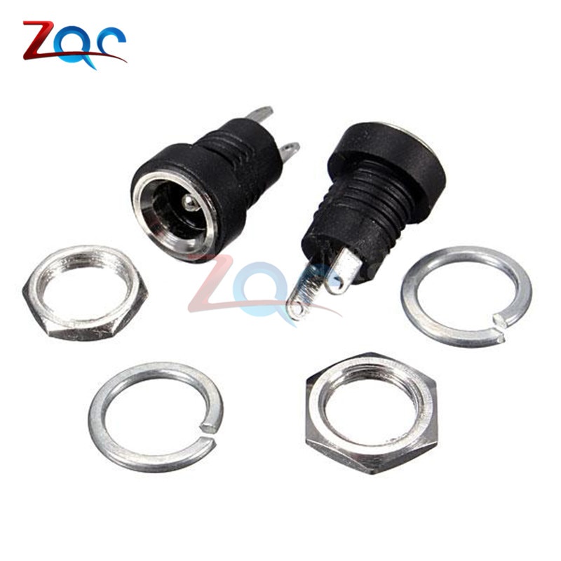 10 cái 3a 12v dc nguồn cấp giắc cắm ổ cắm bảng điều khiển nữ đầu nối gắn kết 5.5mm x 2.1mm bộ chuyển đổi phích cắm 2 loại đầu cuối dc-022b