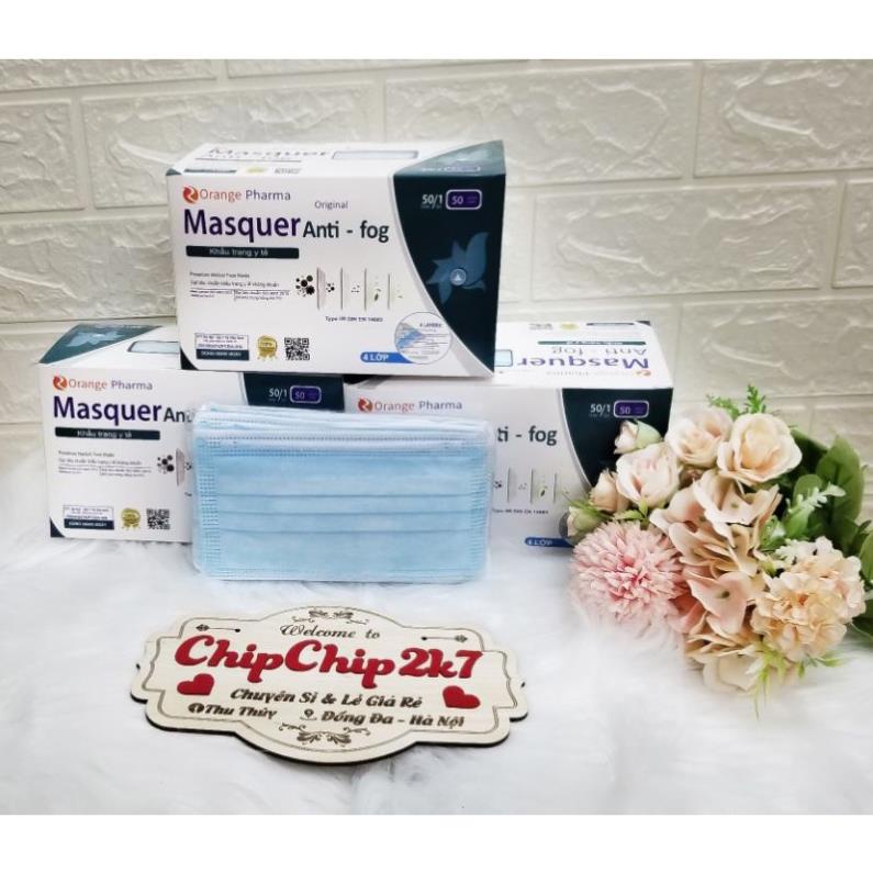 Hộp khẩu trang y tế màu xanh 4 lớp kháng khuẩn quai ngoài 50 cái