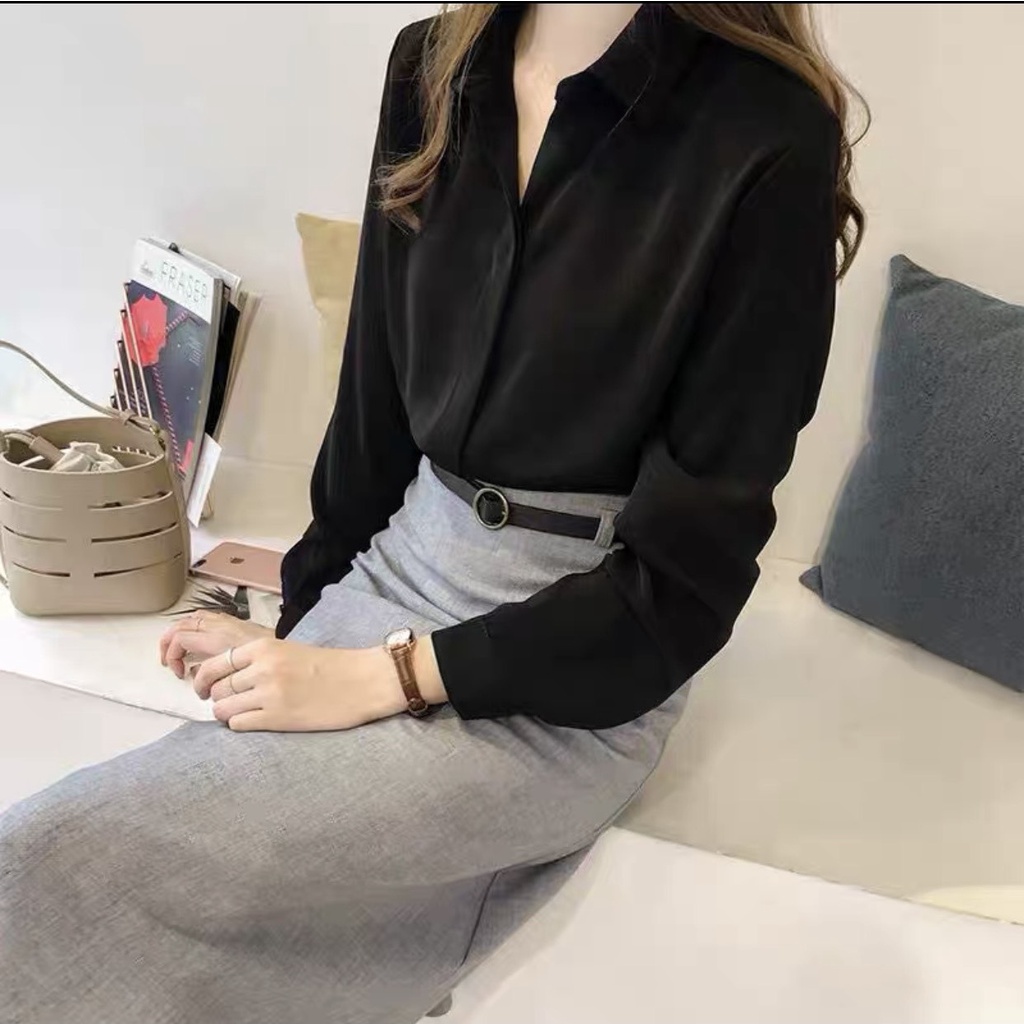 BIGSIZE NỮ áo sơ mi nữ công sở kiểu Hàn Quốc dáng suông tay dài AKBS022 - Dành cho nữ từ 55-95kg