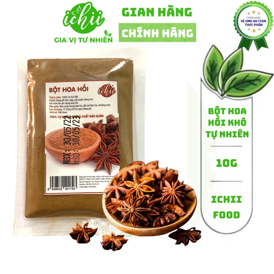 Bột hoa hồi tự nhiên ICHII , Bột hoa hồi nguyên chất gia vị nấu ăn gói 10g