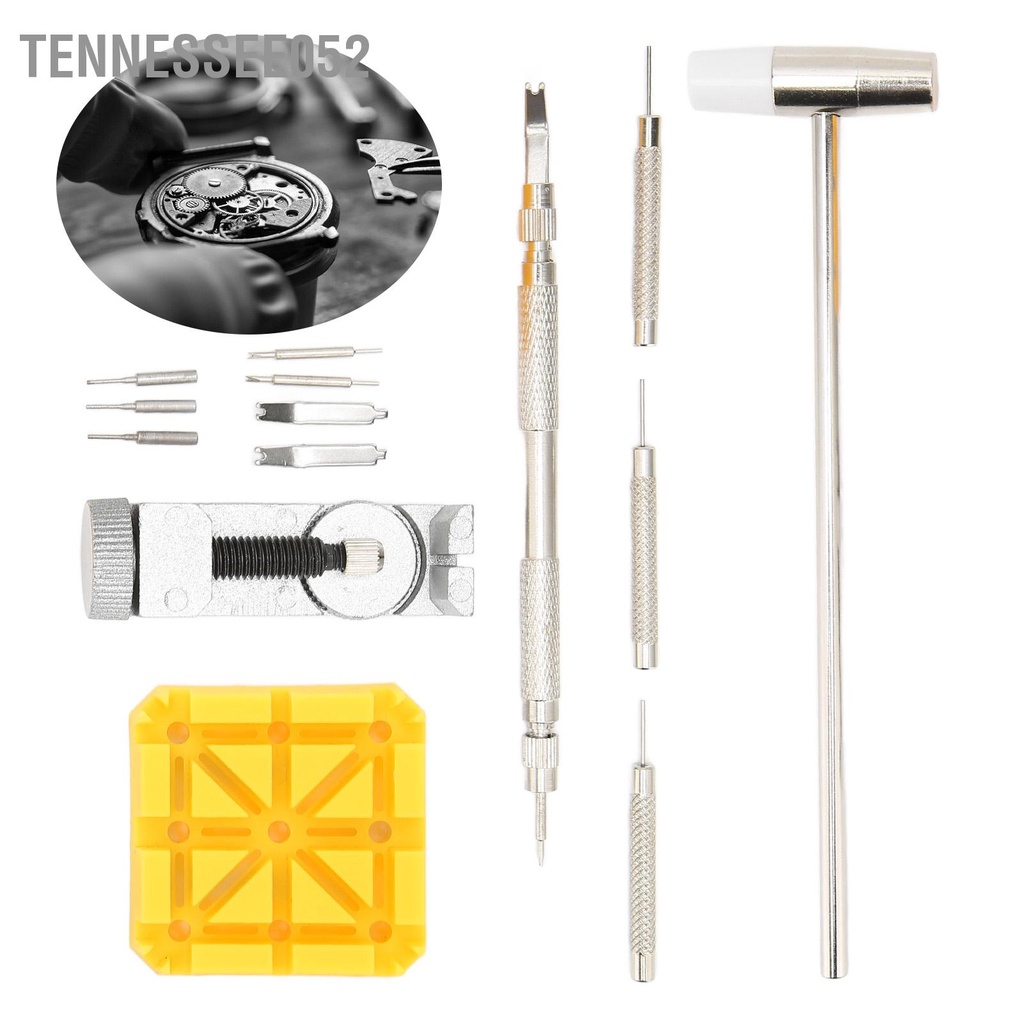 Tennessee052 14 cái Dây đeo đồng hồ liên kết Pins Remover Professional Watch Repair Spring Bar Tool Set cho thợ