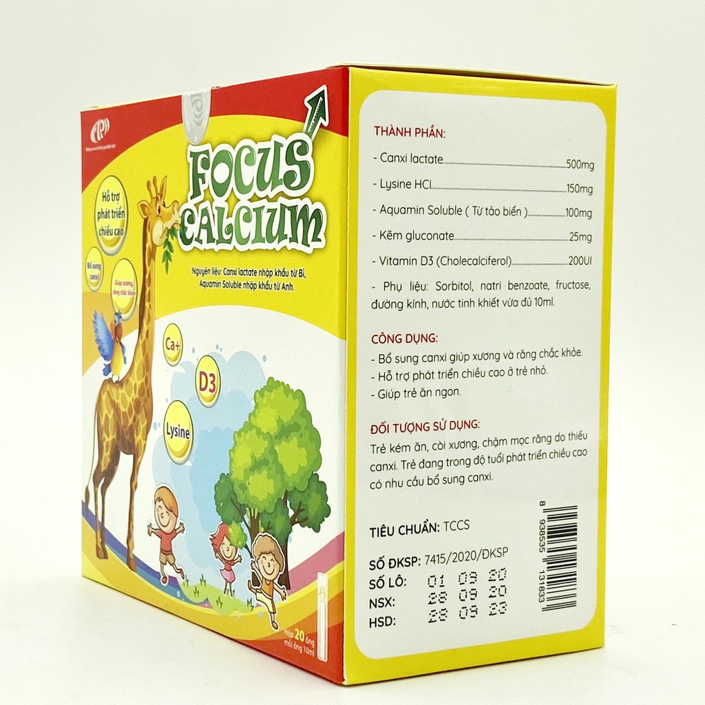 Canxi cho trẻ Focus Calcium - Canxi cho bé dạng nước bổ sung canxi từ tảo biển, vitamin D3 giúp hấp thu canxi dễ dàng | Thế Giới Skin Care