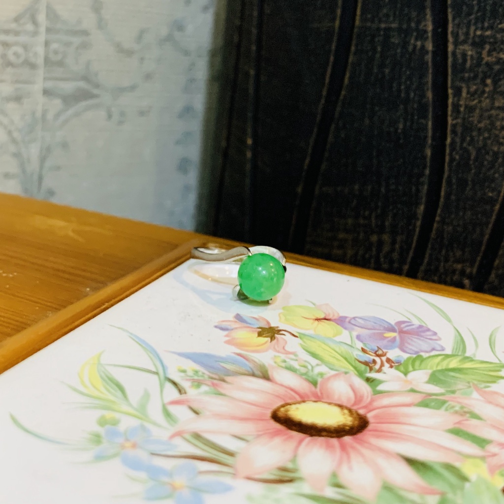 N31. Nhẫn Agate vintage xanh lục | Độc lạ | Vintage Necklace|| Si Nhật | Japan | 2HAND | trang sức nhật bản