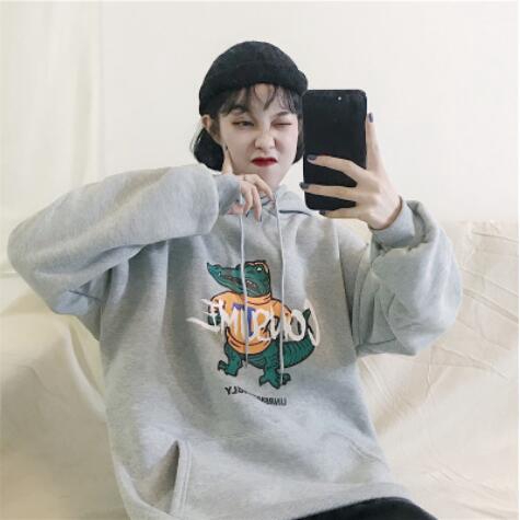 unisex Korean fashion hooded sweater dinosaur print simple style casual | BigBuy360 - bigbuy360.vn