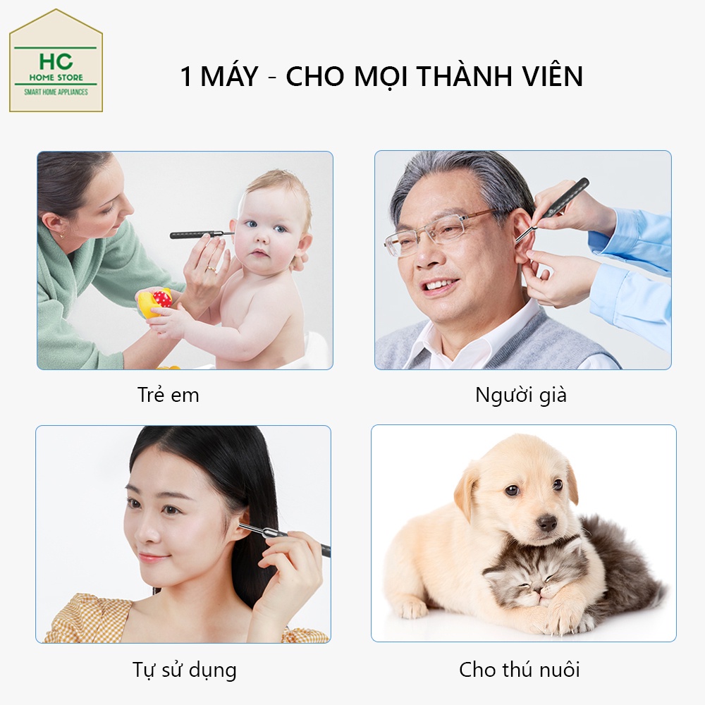 Máy lấy ráy tai camera thông minh không dây Earpick X3 có đầu nặn mụn, camera nội soi FHD 1080P dùng soi tai, mũi, họng