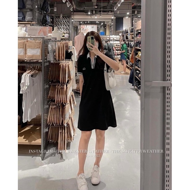 Váy Polo cá sấu cổ trắng