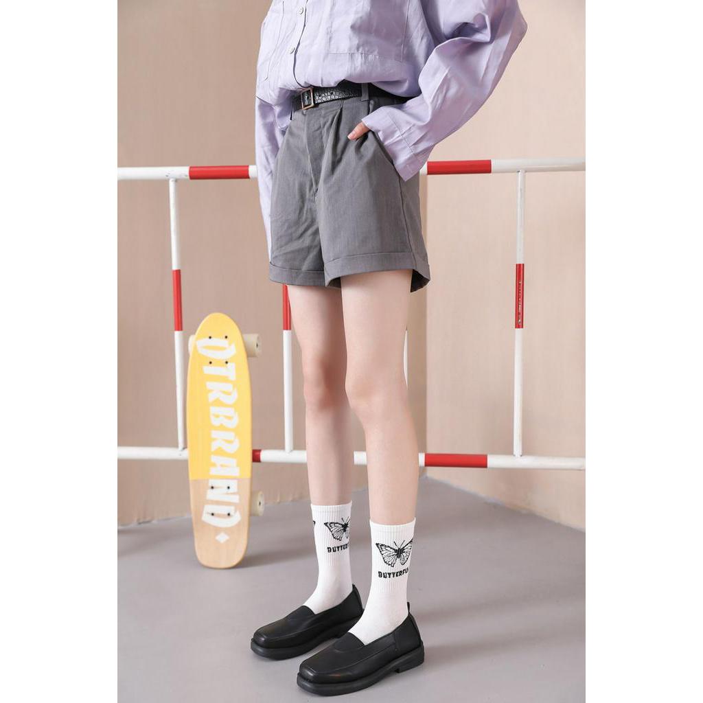 Bivota high neck socks with cute butterfly print for men and women