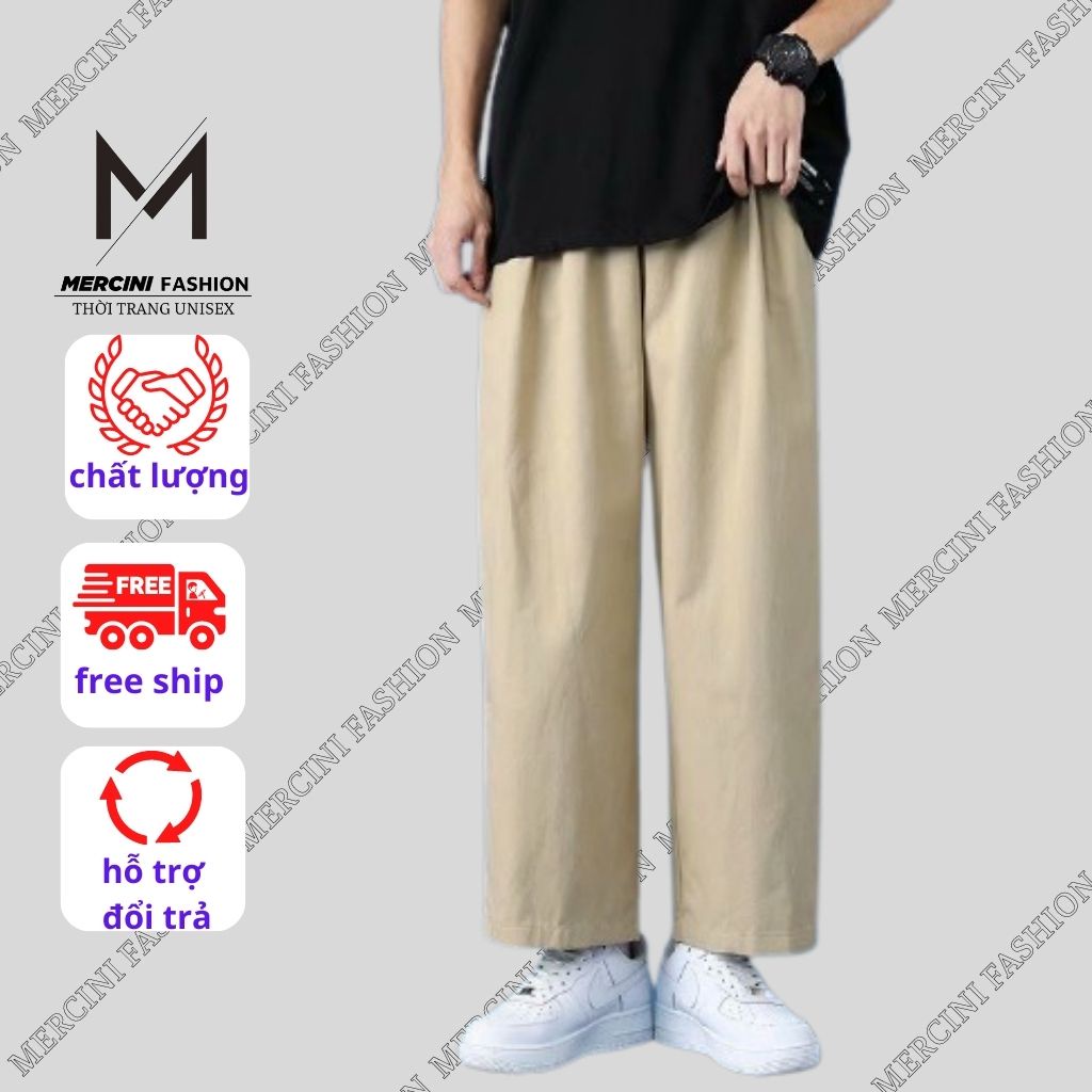 Quần Baggy nam MERCINI quần nam ống suông chất kaki thiết kế cạp chun Basic phù hợp cả nam nữ phong cách Hàn Quốc QD20