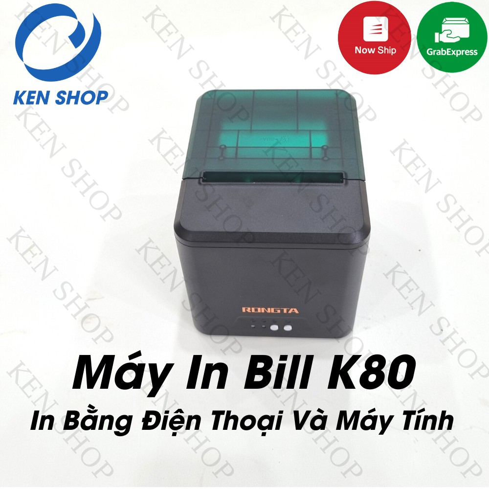 Máy in hóa đơn K80 Rongta LAN WIFI in Bill không dây từ điện thoại &amp; máy tính PC dùng giấy 80mm có cắt giấy tự động