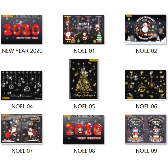 (10 MẪU) Decal trang trí cửa kính Noel Giáng Sinh Merry Christmas Năm mới 2020