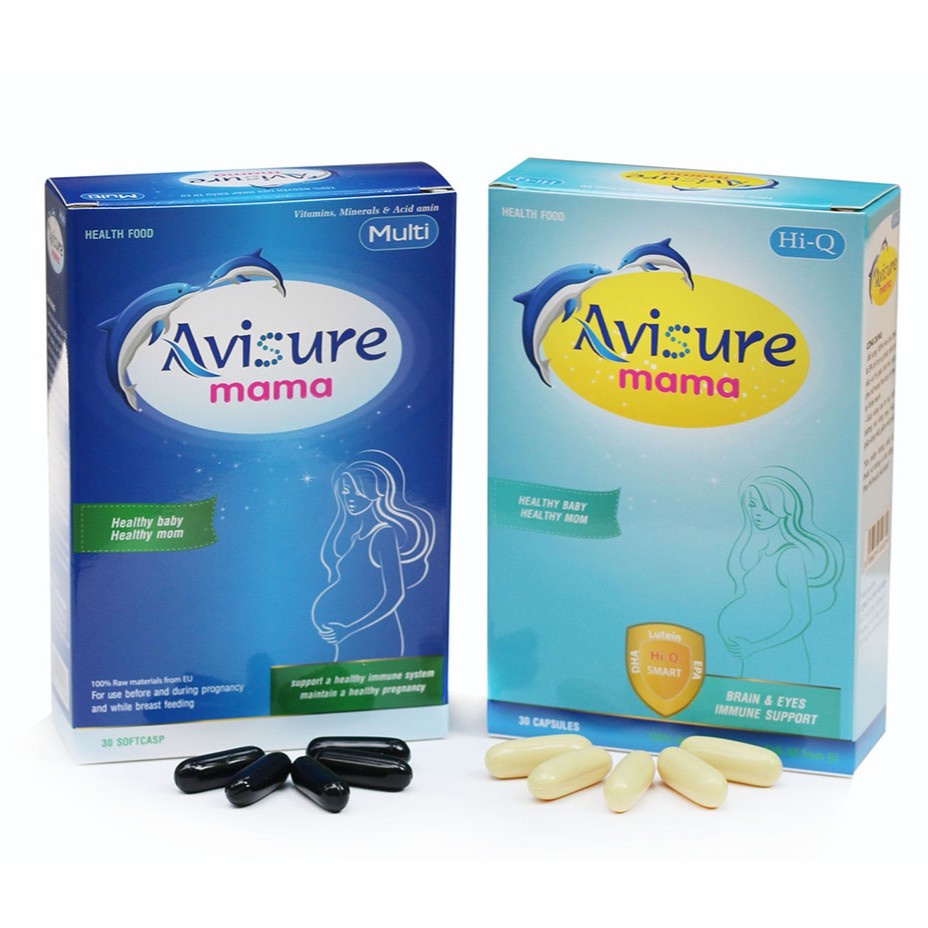 Avisure mama hộp kép 60 viên (2 hộp x 30 viên) vitamin tổng hợp cho mẹ bầu