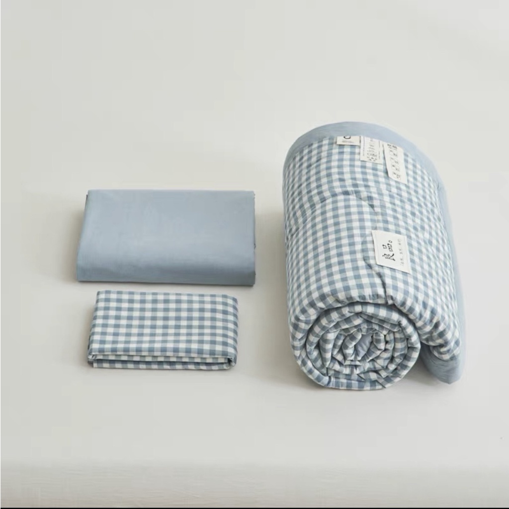 Bộ chăn chần hè thu đũi nhật Suhali chất liệu cotton linen thoáng mát thấm hút mồ hôi