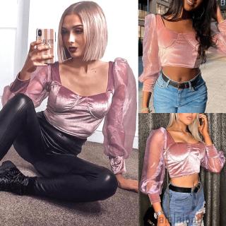 Áo croptop hở vai tay dài