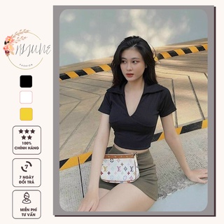 Áo thun nữ cổ polo cổ v thiết kế đơn giản hijune at18