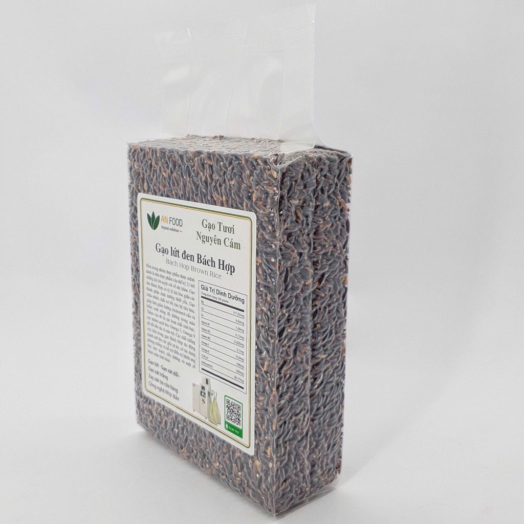 Gạo Lứt Đen Bách Hợp nguyên cám 1kg - Canh tác hữu cơ, tốt cho người đang chế độ giảm cân hoặc ăn chay, bổ sung sắt