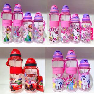 Bình Nước Thể Thao Có Ống Hút Họa Tiết Hoạt Hình Sáng Tạo 300Ml/500ml